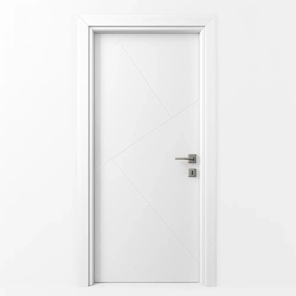 ELW باب حمام Laminate 238 PVC حلق اكريليك 80 × 215 سم ابيض بالاكسسوار